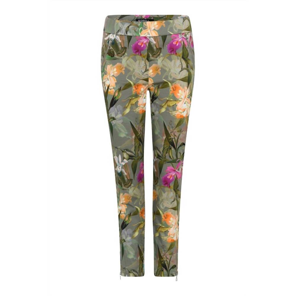 NEW ROBELL women's tropical sage floral nena slim pant